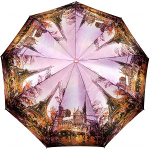 Красивый атласный зонтик с Парижем, полуавтомат, EIKCO, арт.Е02